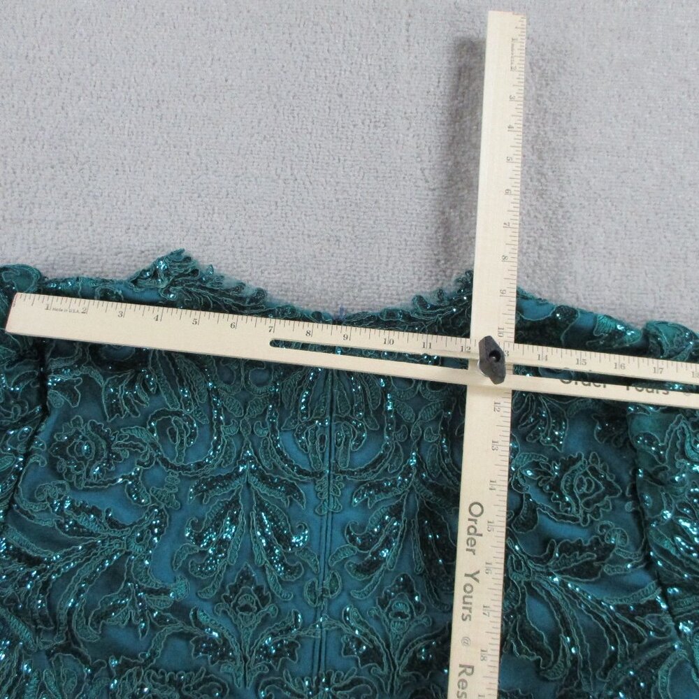 Tadashi Shoji Dress Womens 16 Cerulean Green Vivar Handkerchief Hem V Neck Midi - Picture 12 of 12